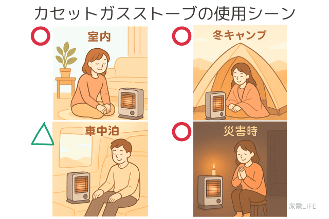 カセットガスストーブの使用シーン