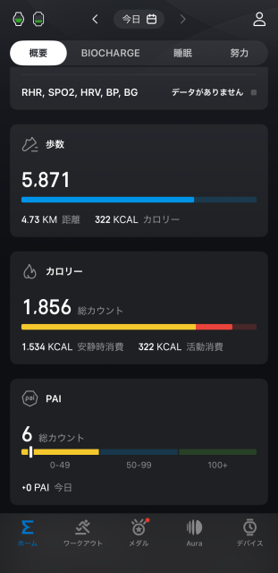Amazfit Active 3 Premiumアプリの健康管理