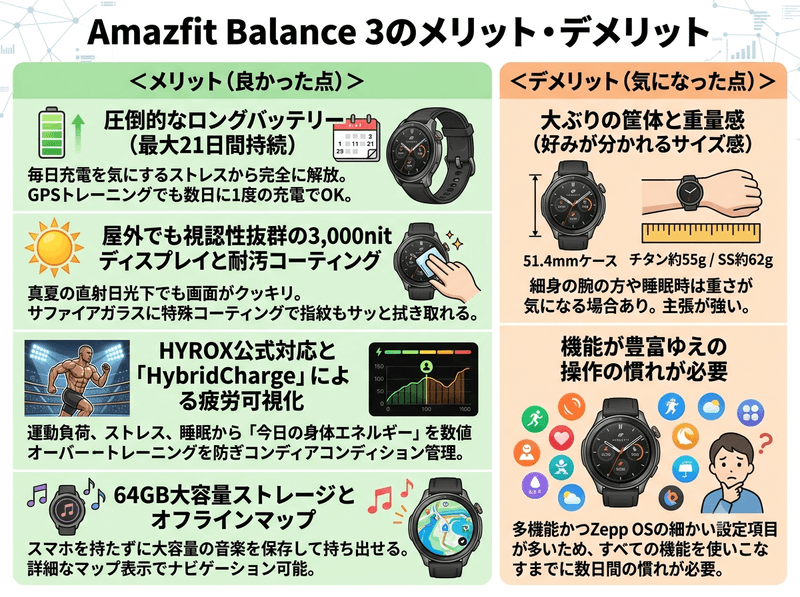 Amazfit Balance 3のまとめイラスト